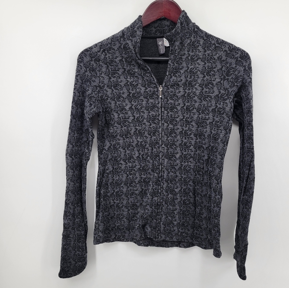 Ibex Merino Wool Gray Patterned Zip-Up Jacket Size Small
